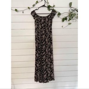 AEO Black Floral Smocked Maxi Dress